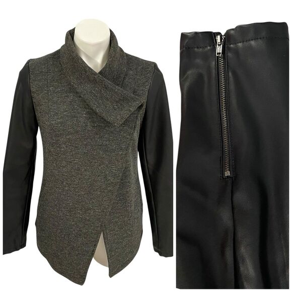 Fabletics Blazer Womens Medium Gray Jacket Contrast Sleeve Officecore Coat Work - Picture 12 of 16